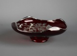Vintage Silver City Ruby Glass “Flanders”  Silver Overlay Bowl