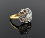 Cocktail Ring with Solitaire Faux Diamond, 14K HGE (Electroplate), Size 6.25