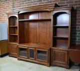 Fine Four Piece Cherry Media / Entertainment Lighted Wall Unit