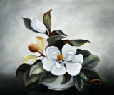 Ethel Lenora Higdon (Louisiana, 1926-2009) Magnolia Blossom Still Life, Oil on Canvas, Signed