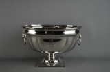 Vintage Silver Plate Punch Bowl w/ Lion Mask Drop Handles