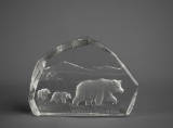 Nybro Sweden Art Glass Alaska Bear Sculpture Paperweight, Paul Isling Design