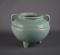 Robinson Ransbottom Footed Ball Vase with Aqua Matte Glaze, 6”