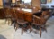 Vintage Dark Stained Knotty Pine Drop Leaf Trestle Dining Table