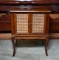 Vintage Oak & Wicker Small Nightstand