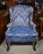 Crestline/Southern Craftsmen Blue Flame Stitch Wing Chair