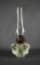 Vintage Hand Painted Milk Glass Banner Oil Lamp