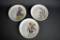 Set of 3 Hand Painted Milk Glass Plates