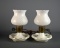 Pair of Fenton Hobnail Milk Glass Charleton Hand Painted Vanity Lamps