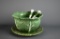 Portugal Ceramic Salad Bowl, Undertray and Serving Implements