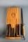 EKCO Flint Stainless Vanadium Steel Knife Set and Wooden Knife Box