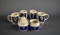 Set 4 Morton's Salt Advertising Soup Mugs and Lidded Sugar with Creamer