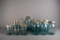 Lot of 12 Old Ball Blue and Clear Canning Jars with Lids