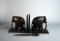 Carved Wooden Elephant Bookends and Carved Wooden Head Letter Opener