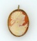 Antique Carved Shell 1.25” Cameo Pendant Brooch Pin in Gold Frame