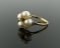 Pearl and Emerald 14K Gold Ring, Size 7.75