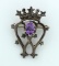 Vintage Sterling Silver Crown 1.75” Brooch Pin with 7x10 mm Amethyst Oval Faceted Stone