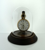 Antique Elgin Gold-Filled Open Face Pocket Watch w/ Inset Secondhand, Display Case