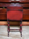 Red Sewing Work Box on Stand