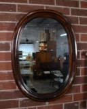 Vintage Knotty Pine Oval Wall Mirror