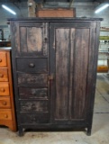 Antique Chifferobe with Old Black Paint