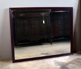 Mahogany Color Wooden Frame Wall Mirror