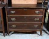 Antique Oak Serpentine Front Bureau by Specialty Furniture, Evansville, IN w/ Caster Feet