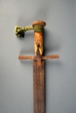 Old Rusty Blade Wooden Handle Sword