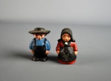 Old Cast Iron and Cold Painted Amish Couple