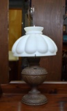 Antique Rayo Oil Lamp Converted to Electric, Milk Glass Shade