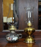 Lot of Two Vintage Oil Lamps