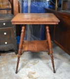 Antique Oak Parlor Lamp Table