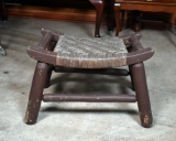 Primitive Style Woven Seat Footstool