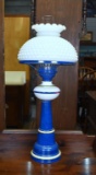 Vintage Metal And Hobnail Milk Glass Farmhouse Style Electric Table Lamp