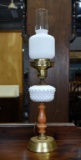 Vintage Brass Coated and Hobnail Milk Glass Electric Table Lamp