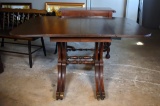 Antique Federal Style Mahogany Drop Leaf Dining Table With Three Extension Leaves, Caster Feet