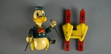 Vintage Line Mar Toys Disney Skiing Donald Duck Tin Litho Windup Toy