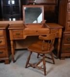 Vintage American Drew Cherry Vanity with Mirrored Flip Top