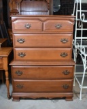 Vintage Chippendale Style Cherry Chest on Chest
