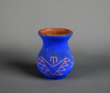 Blue Sioux Indian Pottery Vase