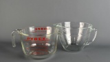 Lot of Two Large (2 Qt. / 2 L.) Vintage Glass Measuring Cups: Pyrex and Anchor Hocking