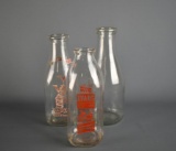 Lot of Three Vintage Glass Milk Bottles