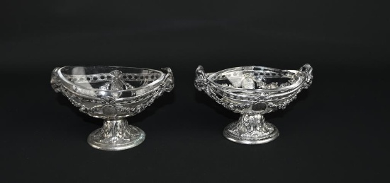 Pair of Repousse 800 Silver Salts with Glass Liners, Made in Germany