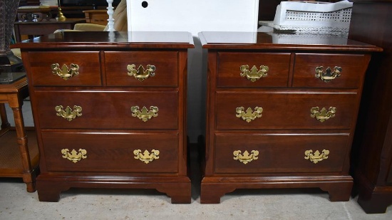 Pair of Vintage Crescent Cherry Nightstands, Made in USA (Lots 9-12 Comprise a Suite)