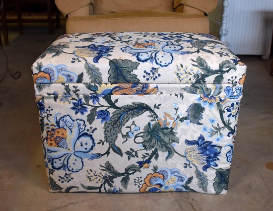 Contemporary Floral Upholstered Storage Ottoman