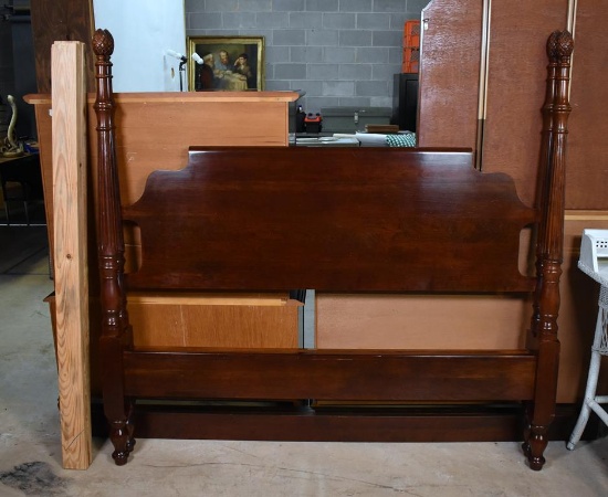 Vintage Crescent Cherry Pineapple Poster Queen Bed, (Lots 9-12 Comprise a Suite)
