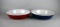 Pair of Emile Henry Red & Blue Enameled Oval Baking Dishes, France