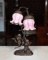 Figural Fairies & Blossoms Electric Lamp, Glass Shades, Bronze Finish Metal