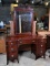 Vintage Seven Drawer Mahogany Vanity with Mirror