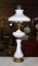Antique Style Electric Table Lamp, Milk Glass Shade and Base